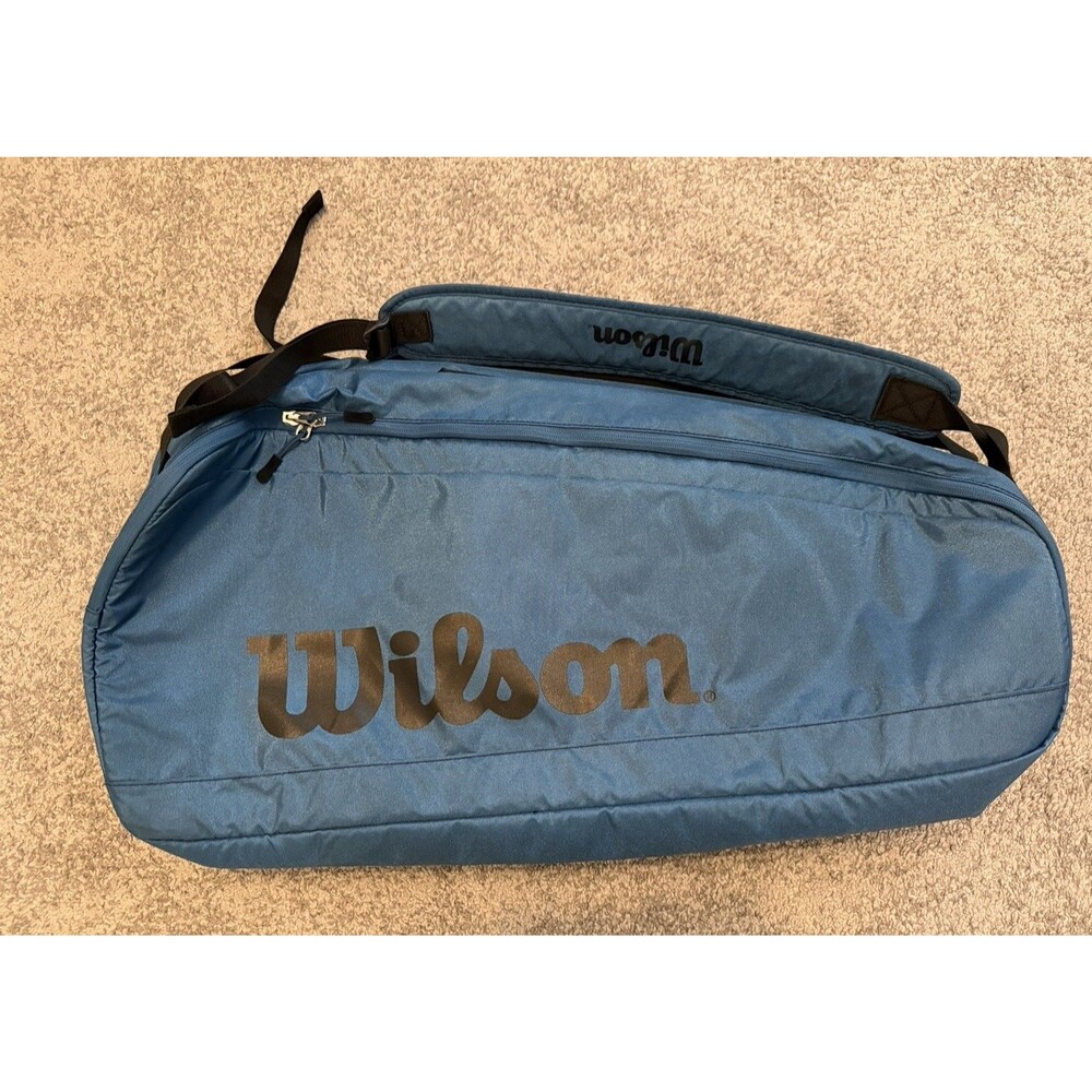 Wilson Tour Ultra Tennis 6pk Travel Carrying Bag Padded Blue Backpack Straps